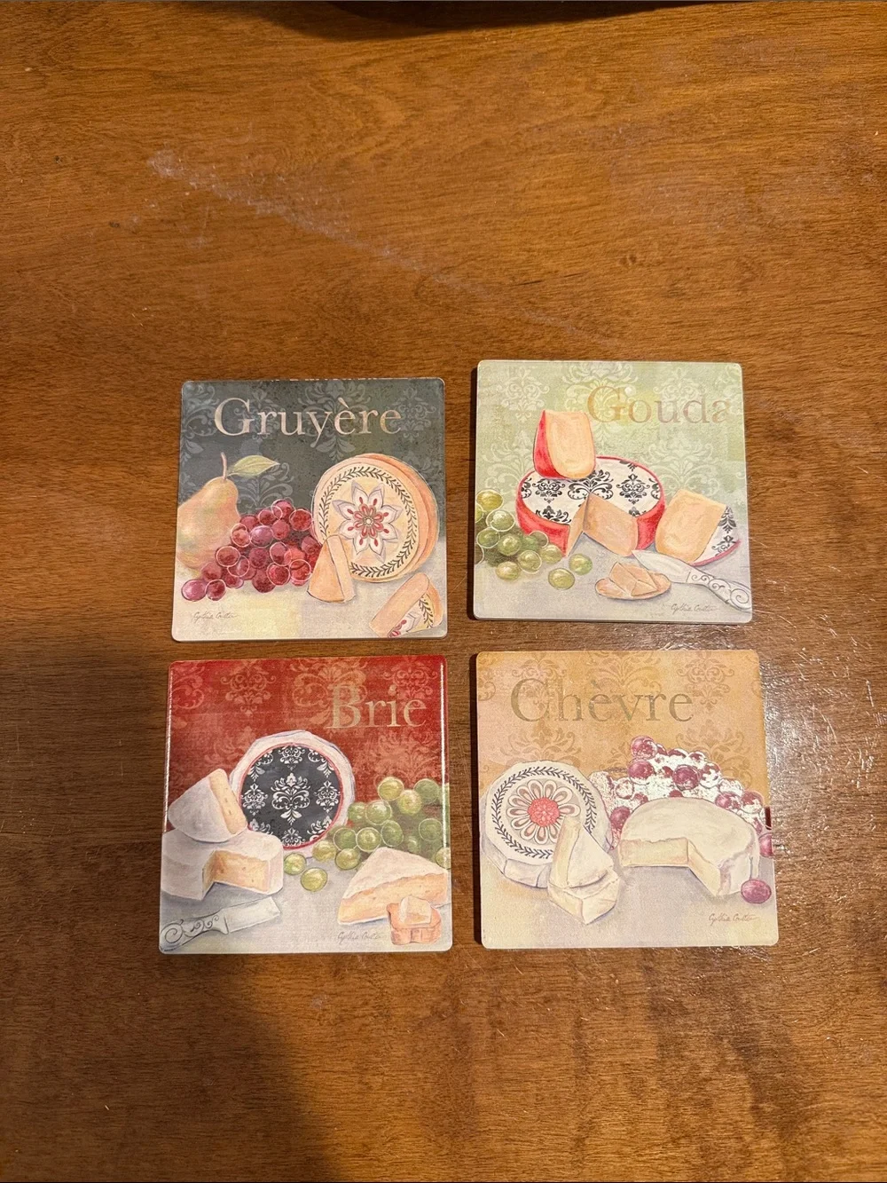 Cheese-Themed Ceramic Coasters Set - Multicolor